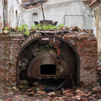 Jednoplamencový kotel, poměrně dobře zachovalý.